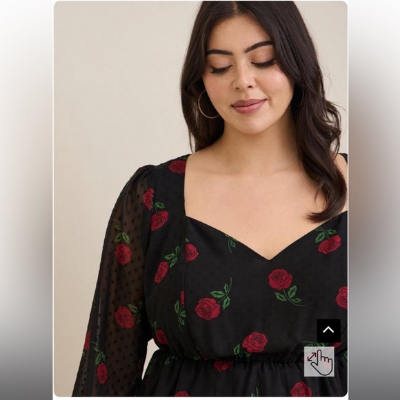 Peplum Chiffon Clip Dot Puff Sleeve 🔝 by torrid Size 3x - Picture 6 of 7